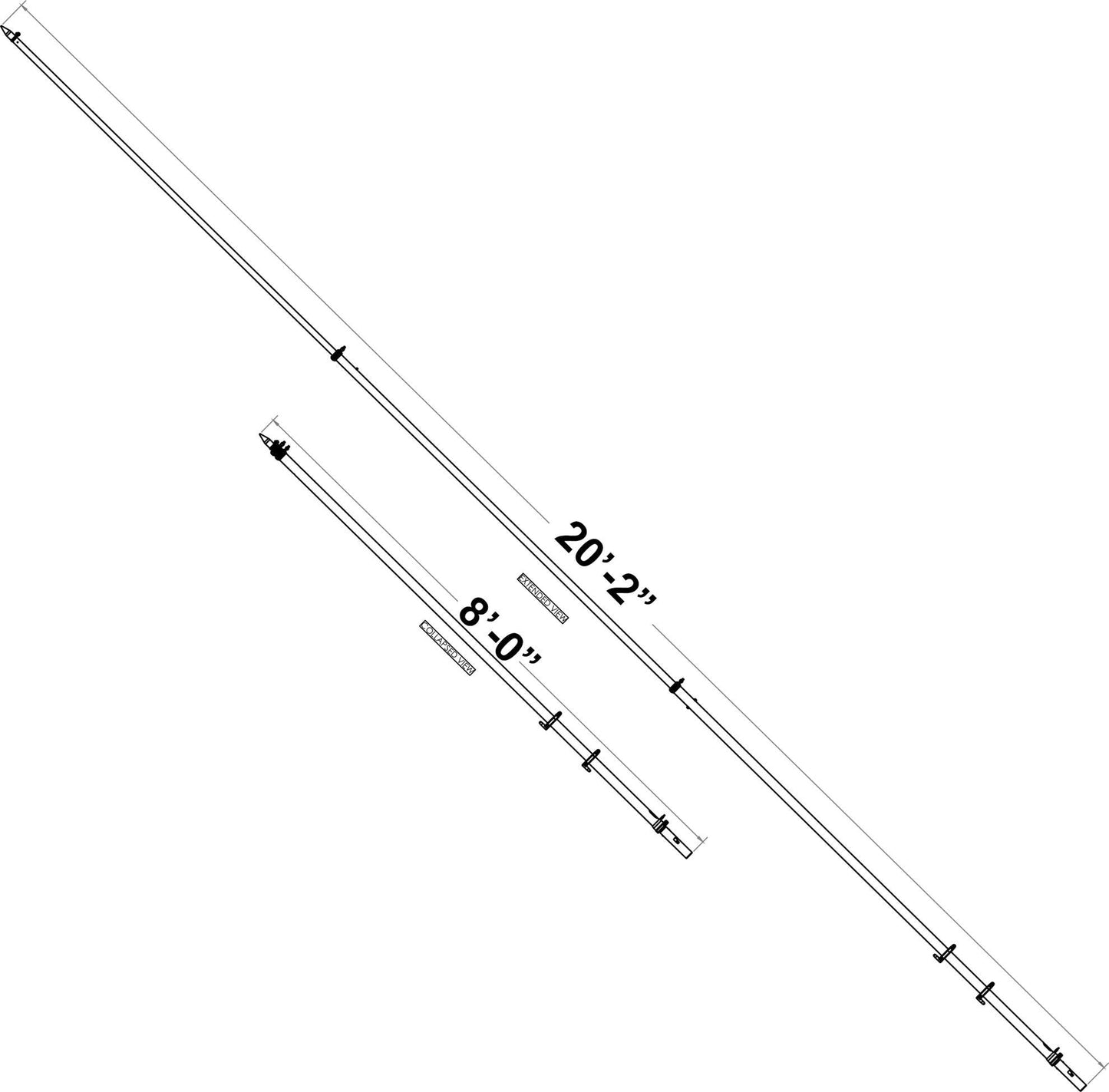 Taco Marine  20' Carbon Fiber Tele-Outrigger Poles, Twist & Lock - OT-4200CF-HD