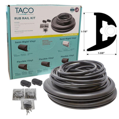 TACO Suproflex 60' Small Rub Rail Kit, Black w/ Chrome Insert - V11-9960BBK60-2