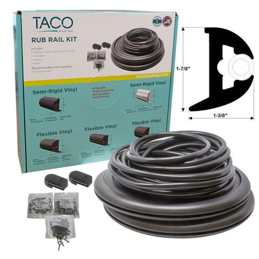 TACO Flex Vinyl Rub Rail Kit Black/Black Insert 1-7/8" x 1-3/8" 70' - V11-3426BBK70-2