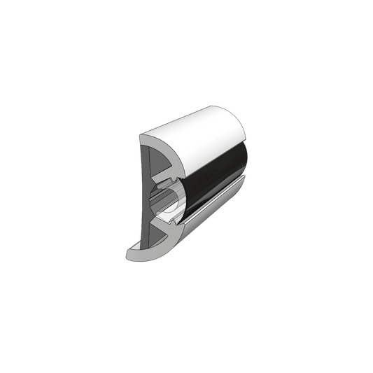 TACO SuproFlex Rub Rail Kit White w/ Flex Chrome Insert, 2" X 1.2" X 60' | V11-9990WCM60-2