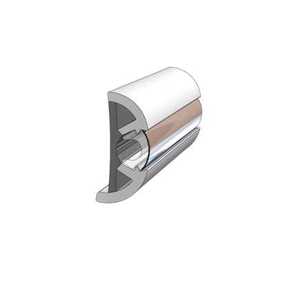 TACO SuproFlex Rub Rail Kit White w/ Flex Chrome Insert, 2" X 1.2" X 60' | V11-9990WCM60-2