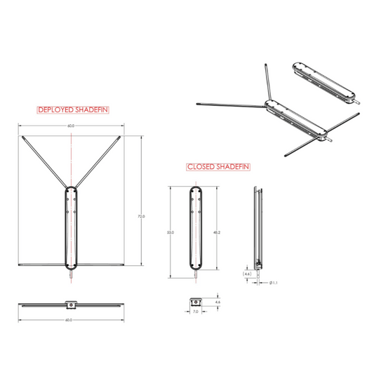 TACO Marine ShadeFin with White Fabric, Bag & Fixed Mount Kit - T10-3000-3