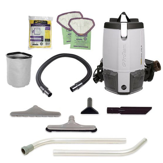 ProVac FS 6, Backpack Vacuum, 6QT, with Restaurant Tool Kit, 11.6lbs - 107363