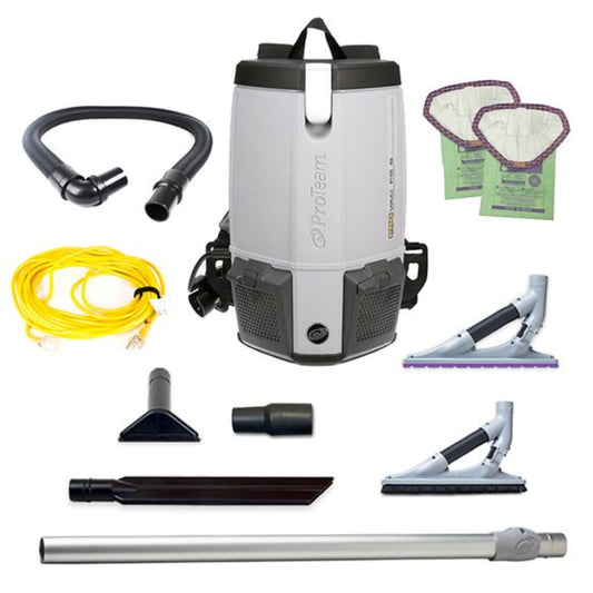 Proteam ProVac FS 6, Backpack Vacuum, 6QT, w/ ProBlade Hard Surface & Carpet Floor Tool Kit, 11.8lbs - 107613