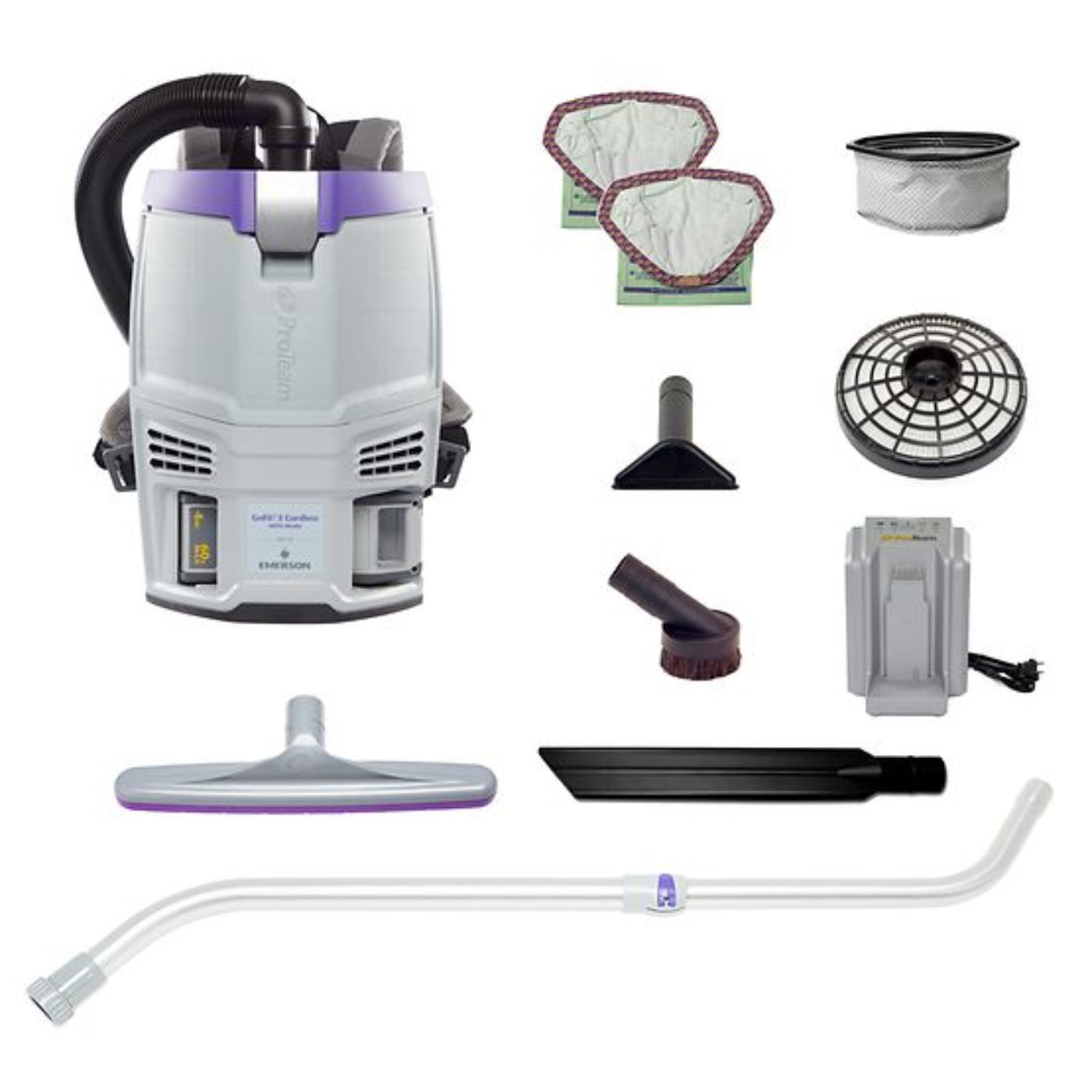 Proteam GoFit 3, Backpack Vacuum, 3 QT, Cordless, 4Ah, 51 mins Low, 39 mins High, 12.8lbs - 107774