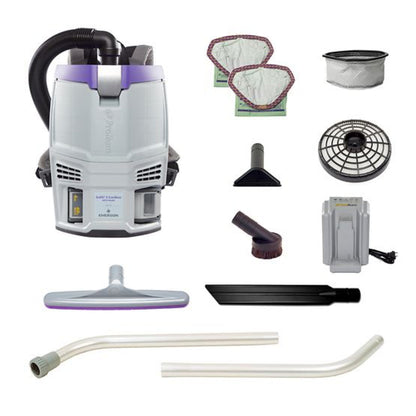 Proteam GoFit 3, Backpack Vacuum, 3 QT, Cordless, 4Ah, 51 mins Low, 39 mins High, 12.8lbs - 107774