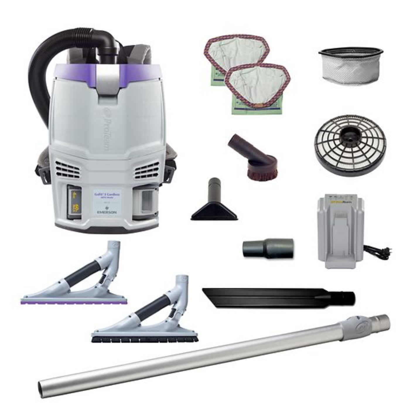 Proteam GoFit 3, Backpack Vacuum, 3 QT, Cordless, 4Ah, 51 mins Low, 39 mins High, 12.8lbs - 107774