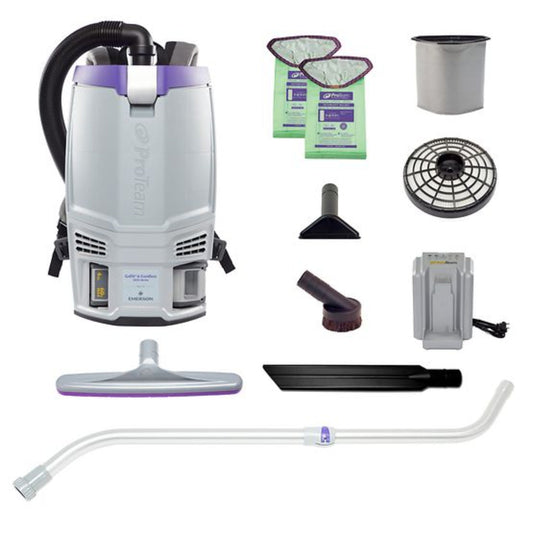 Proteam GoFit 6, Backpack Vacuum, 6 QT, Cordless, 4Ah, 51 mins Low, 39 mins High, 13.5lbs - 107782