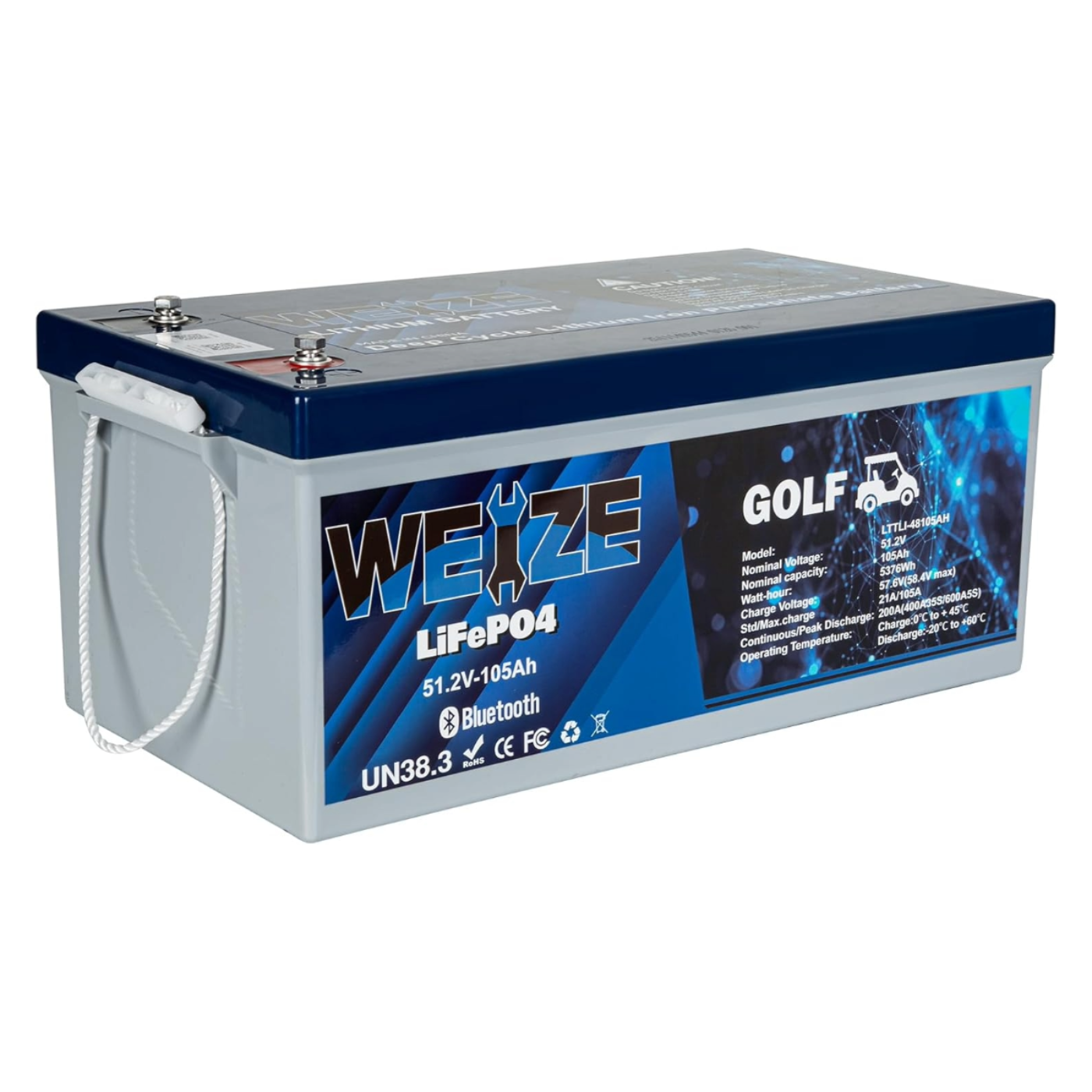WEIZE 48V 105Ah LiFePO4 Battery w/ Bluetooth & BMS - BAC-0126VWEI