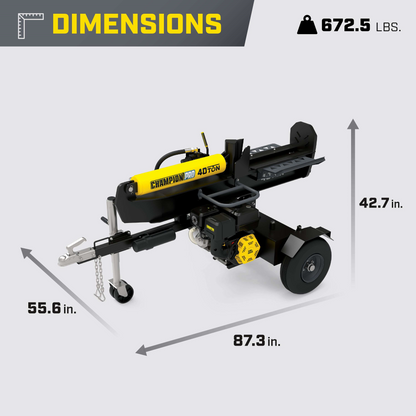 Champion 201091 Pro 40-Ton Log Splitter Horizontal/Vertical Full Beam Gas With Auto Return New - 201091