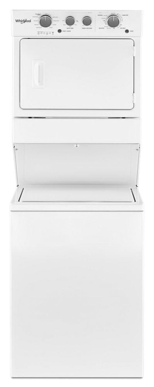 WHIRLPOOL3.5 cu.ft Long Vent Electric Stacked Laundry Center 9 Wash cycles and AutoDry - WETLV27HW-KT