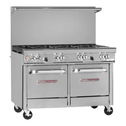 Southbend  Ultimate Natural Gas Range 48”, 8 Non-Clog Burners, Standard Grates With 2 Space Saver Oven Base 354000 BTU - 4481EE