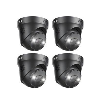 Zosi 4PCS 4K Add-on PoE Security Cameras, Person & Vehicle Detection, C225 - 4PCS 4K