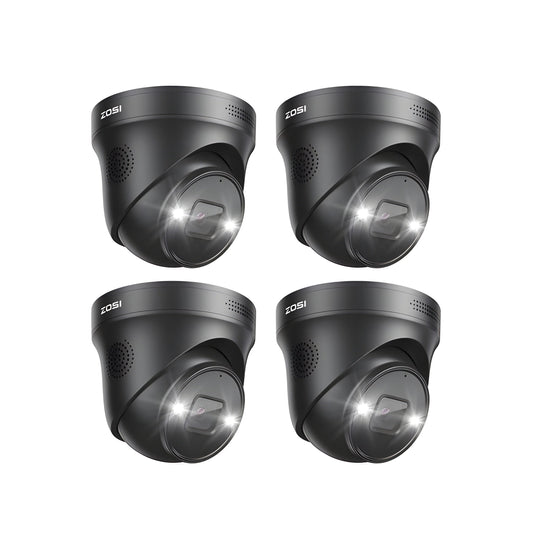 Zosi 4PCS 4K Add-on PoE Security Cameras, Person & Vehicle Detection, C225 - 4PCS 4K