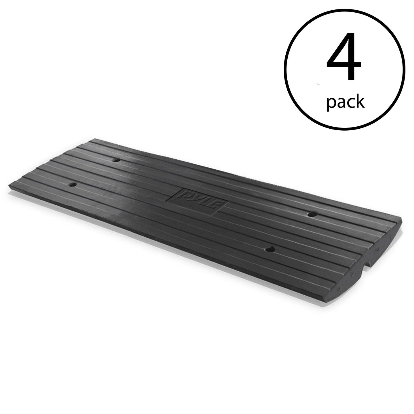 Pyle Car/Truck Rubber Curbside Driveway Ramp Threshold Bridge Track (4 Pack) - 221456