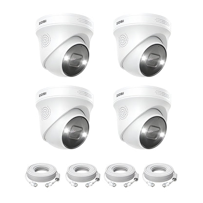 Zosi 4PCS 4K Add-on PoE Security Cameras, Person & Vehicle Detection, C225 - 4PCS 4K