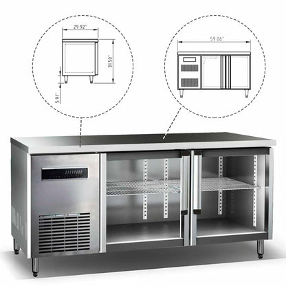 Kings Bottle 59" Double Glass Back Bar Cooler for Multiple Bottles-On Sale - KBU380SS