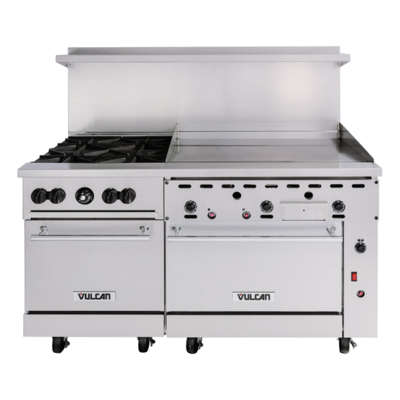 Vulcan 60SS-4B36G Endurance 60" Gas 4-Burner Range with 36" Griddle and 2 Standard Ovens - 238,000 BTU - 60SS-4B36GN