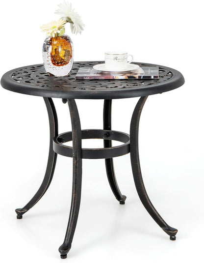 Tangkula 59 Inches Outdoor Dining Table, All-Weather Cast Aluminum Table with Umbrella Hole - NP10935CP
