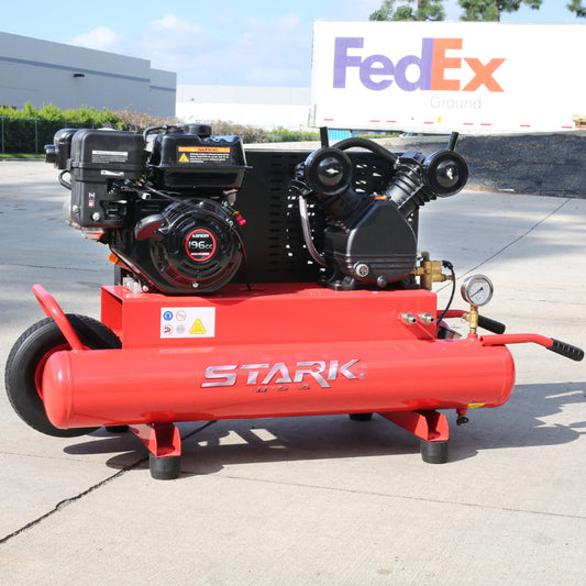 Stark USA 10 Gallons 6.5 HP Portable Gas-Powered Twin Stack Air Compressor Tank - 65152