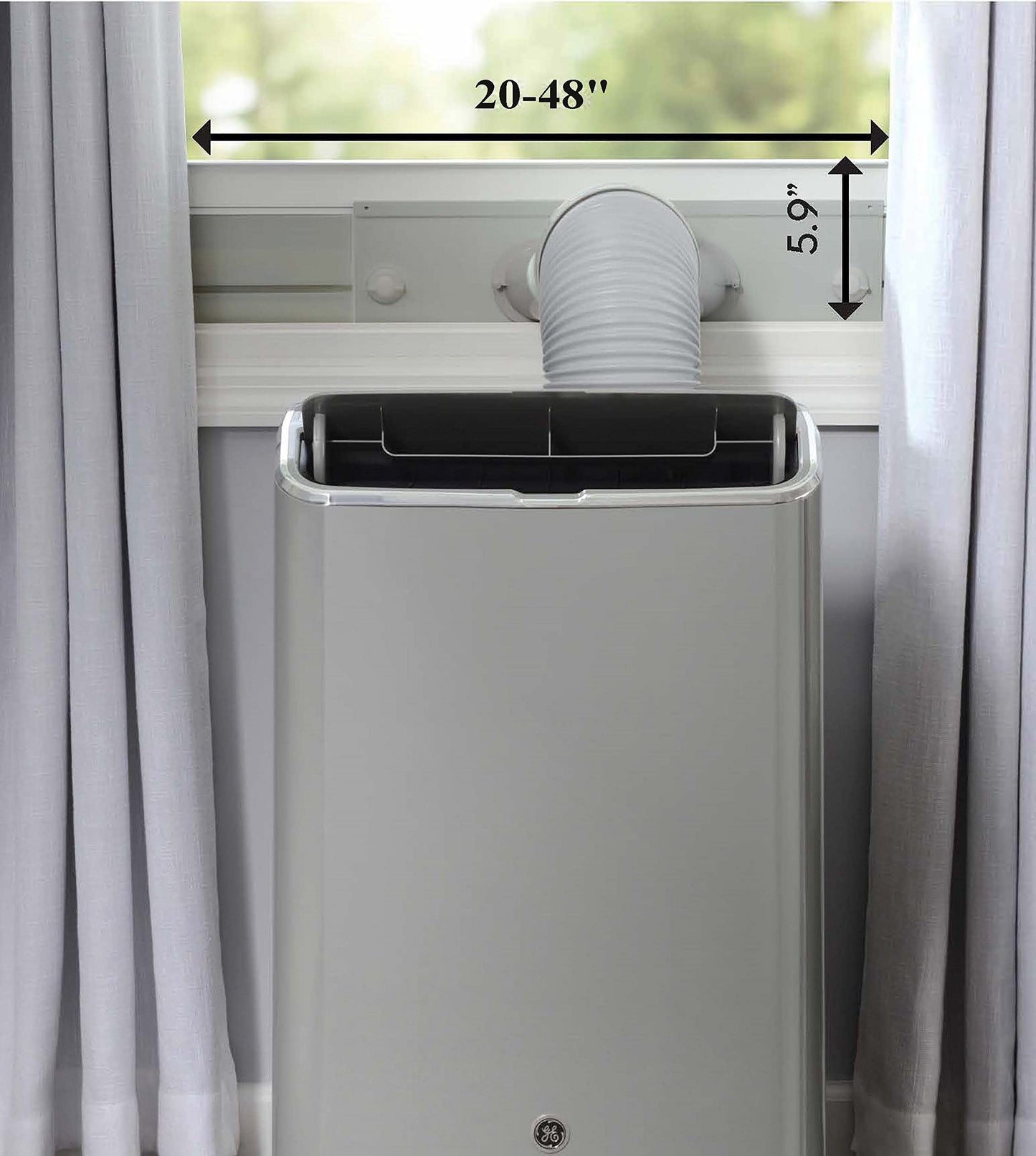 GE APPLIANCES APWD07JASG GE(R) 7,500 BTU Smart Portable Air Conditioner with Dehumidifier and Remote, Grey - APWD07JASG-KT