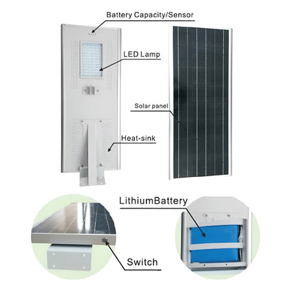 Solar LED Street Light 40 Watt 4300 Lumens 5000K Parking Lot Light Solar All in One Street Light  - AVS-AI1-40W