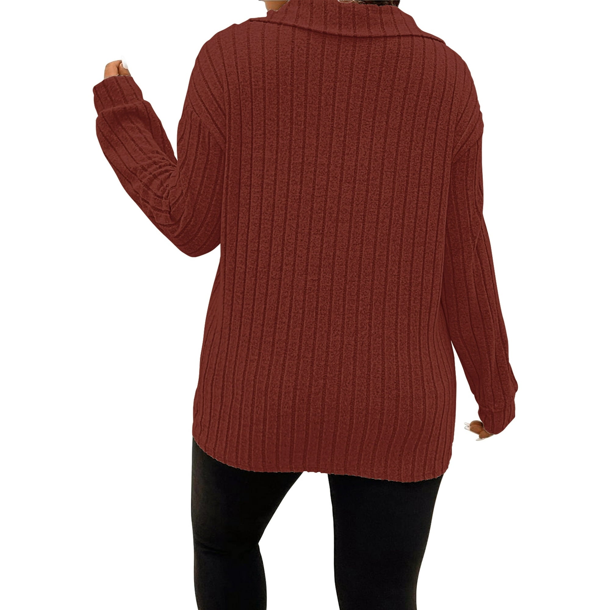 Plus Size Red Long Sleeve V Neck Polo Shirts For Women