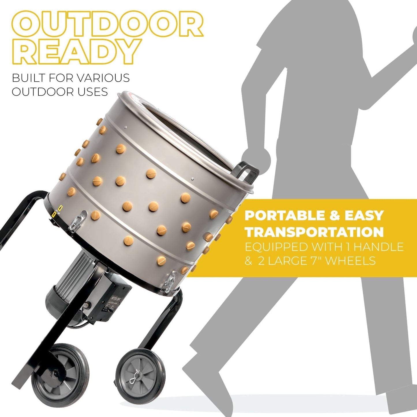 Stark USA 750W Chicken Plucker, 92 Natural Soft Fingers 20" Drum Stainless Steel - 97065