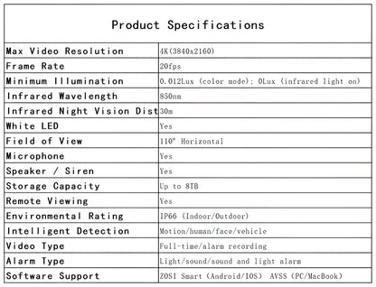 Zosi C182 4K 8 Channel Starlight PoE Camera System + 2TB Hard Drive - ZOSI2