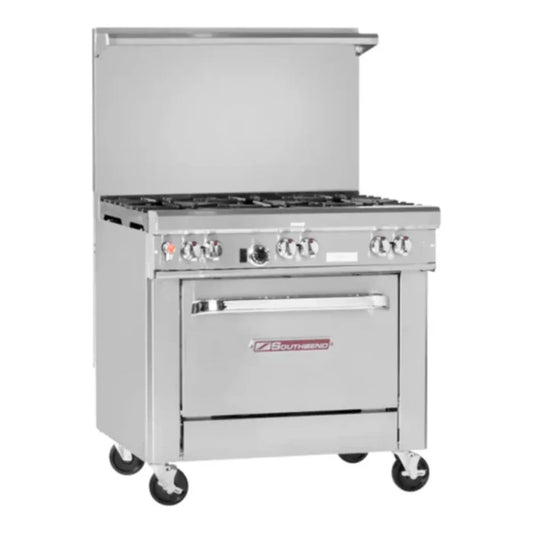 Southbend  Ultimate Gas And Electric Hybrid Restaurant Range 36” 6 Burners Standard Grates With Electric Standard Oven 198000 BTU - H4364D