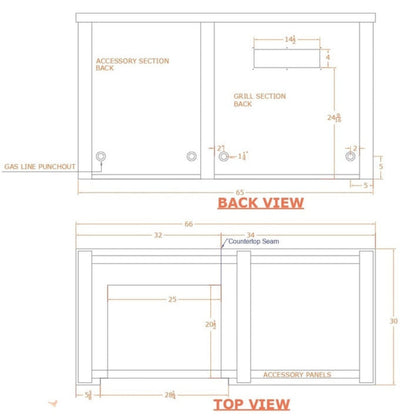 Haven 72-Inch Outdoor Kitchen Island with 2 Drawer Cabinet, Gas Grill & Double Access Door - HCOY96DRAW-AB-LP