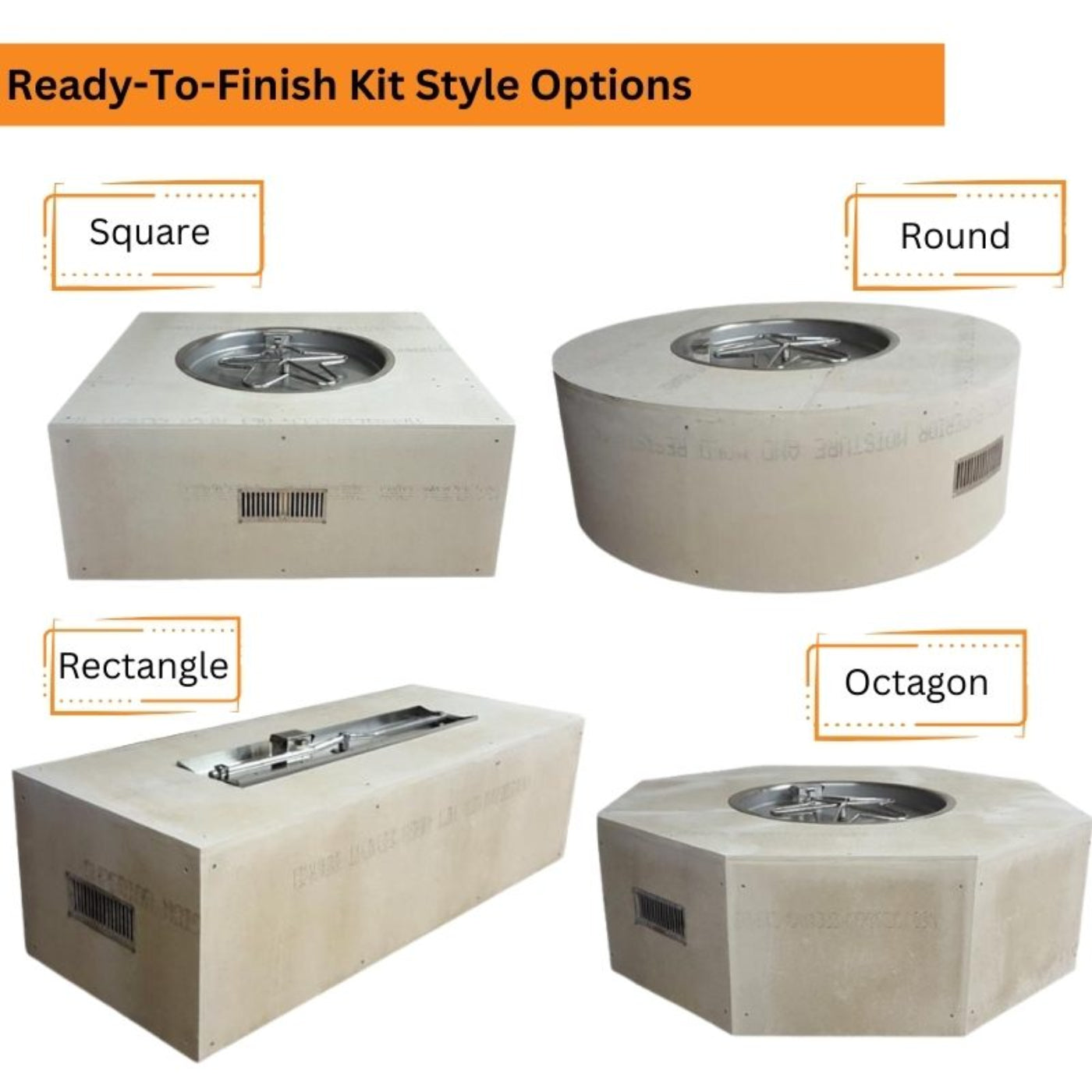 HPC Fire Ready-To-Finish Octagon Fire Pit Kit - U45O/MLFPK25CEK-NG