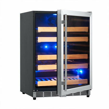 Kings Bottle 44 Bottles 24 Inch Under Counter Dual Zone Wine Cooler Drinks - KBU50DX