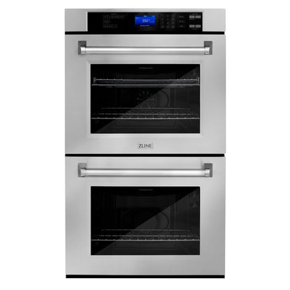 ZLINE Kitchen Appliance Package with 36 in. Stainless Steel Rangetop and 30 in. Double Wall Oven, 2KP-RTAWD36