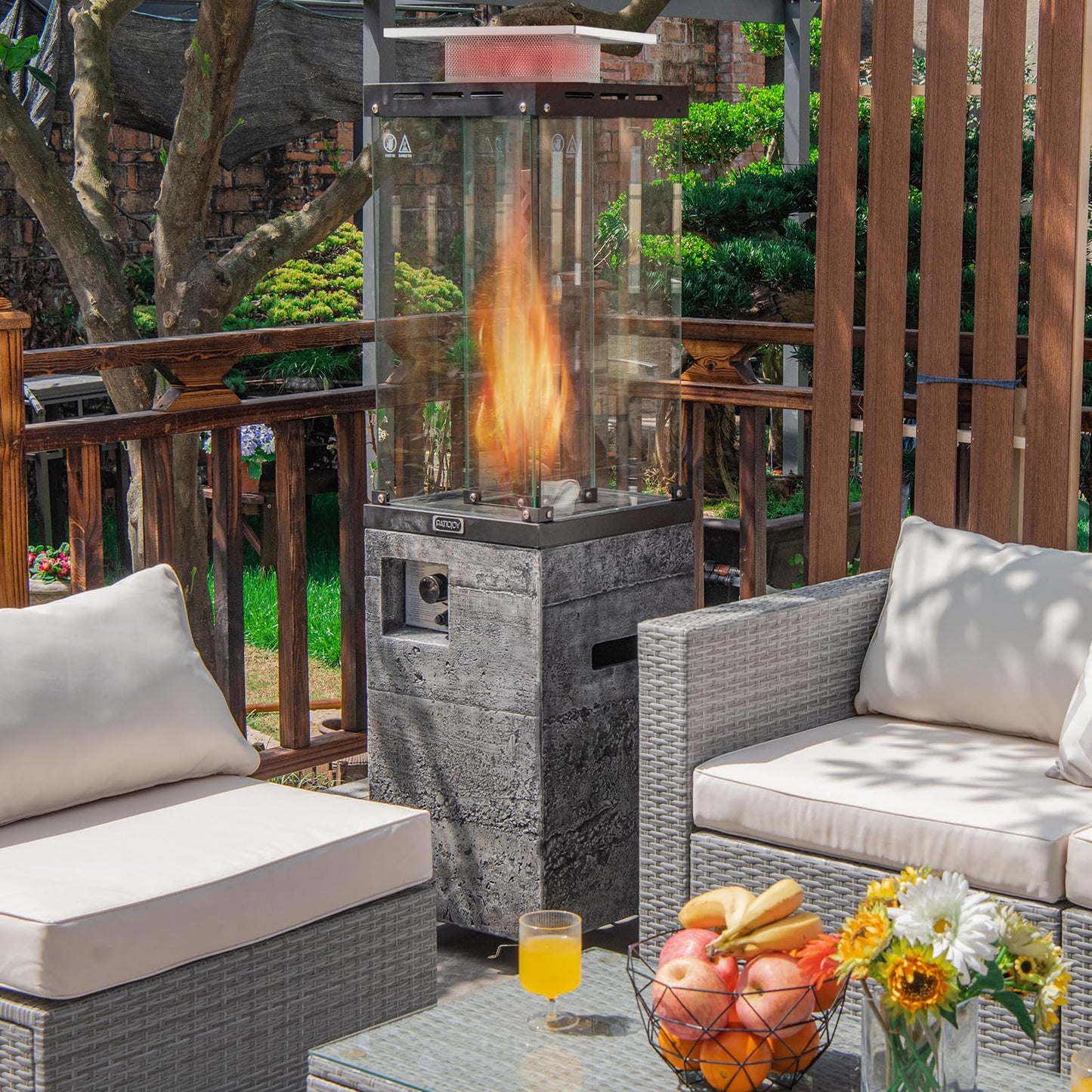 Tangkula 41,000 BTU Propane Patio Heater with Waterproof Cover, Outdoor Heater with Lockable Wheels - NP10518US-DK