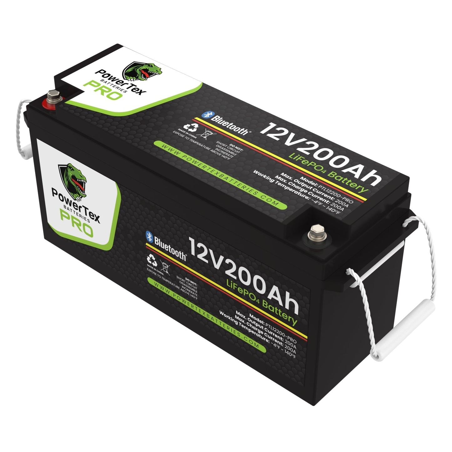 PowerTex Batteries PRO 12V 200Ah LiFePO4 Bluetooth Lithium Iron Phosphate Battery - PTL12200-PRO