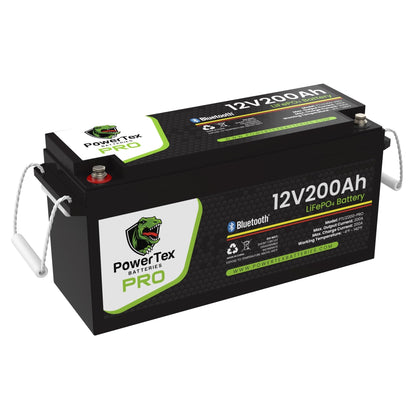 PowerTex Batteries PRO 12V 200Ah LiFePO4 Bluetooth Lithium Iron Phosphate Battery - PTL12200-PRO