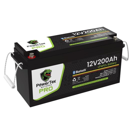 PowerTex Batteries PRO 12V 200Ah LiFePO4 Bluetooth Lithium Iron Phosphate Battery - PTL12200-PRO