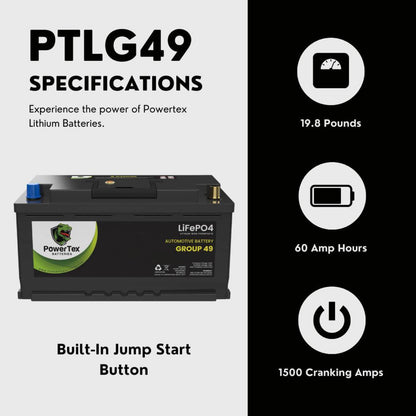 2006 BMW 530xi Car Battery BCI Group 49 / H8 Replacement Lithium LiFePO4 Automotive Battery