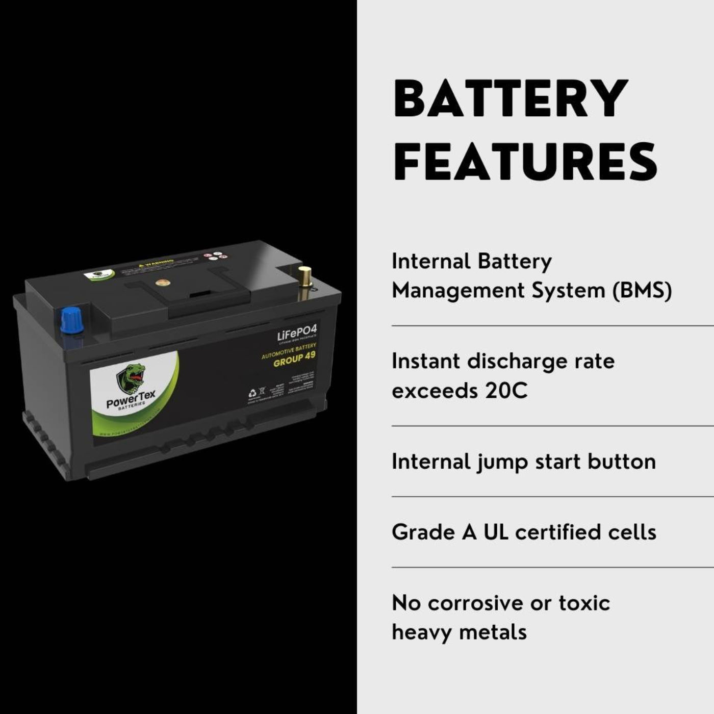 2006 BMW 530xi Car Battery BCI Group 49 / H8 Replacement Lithium LiFePO4 Automotive Battery