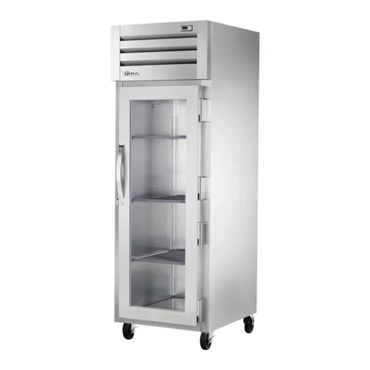 True 27 1/2" Stainless Steel and Aluminum Spec Series One Section Reach In Refrigerator, 1 Right Hinge Glass Door, 115v - STA1R-1G-HC