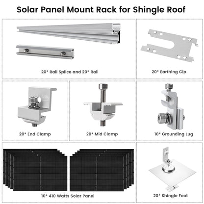 410 Watt Monocrystalline Solar Panel (10 Packs) With Solar Panel Mount Rack - Backyard Provider