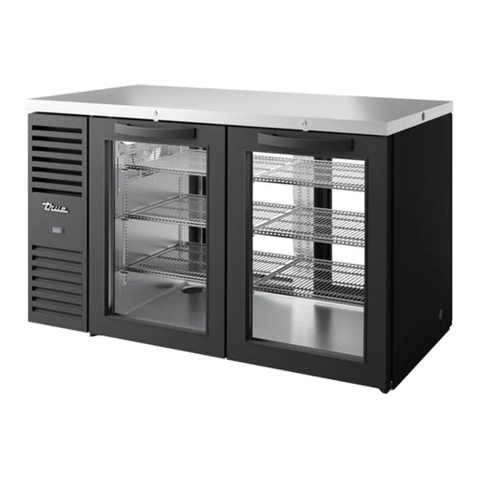 True 60" TBR/TDR Series Steel Pass-Through Back Bar Refrigerator with LED Lighting and 1 Swinging Glass Door,115v/1ph -  TBR60-PTSZ1-L-B-GG-GG-1
