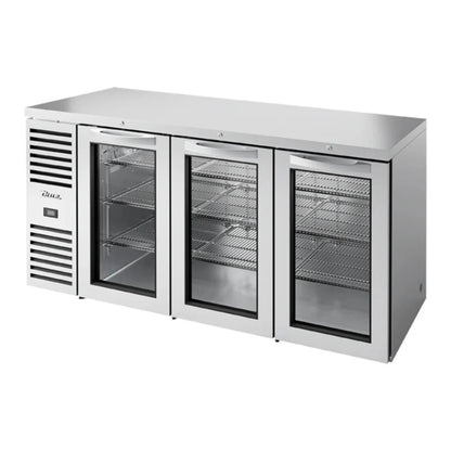 True 72" TBR/TDR Series Stainless Steel Back Bar Refrigerator with LED Lighting and Swinging Glass Doors, 115v/1ph - TBR72-RISZ1-L-S-GGG-1