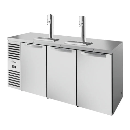 True 84" TDR Series Stainless Steel 2 Single Tap Kegerator Beer Dispenser (4) 1/2 Keg Capacity, 115v/1ph - TDR84-RISZ1-L-S-SSS-1