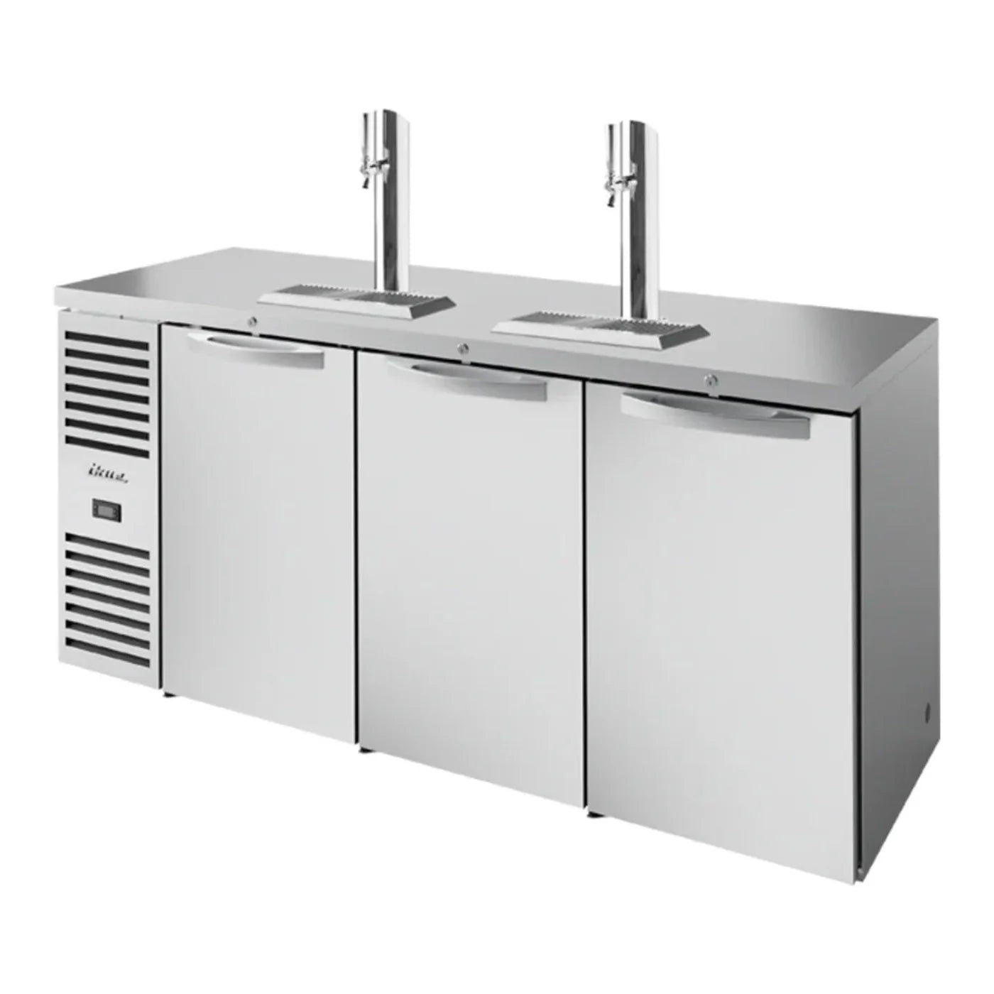 True 84" TDR Series Stainless Steel 2 Single Tap Kegerator Beer Dispenser (4) 1/2 Keg Capacity, 115v/1ph - TDR84-RISZ1-L-S-SSS-1