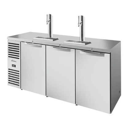 True 84" TDR Series Stainless Steel 2 Single Tap Kegerator Beer Dispenser (4) 1/2 Keg Capacity, 115v/1ph - TDR84-RISZ1-L-S-SSS-1