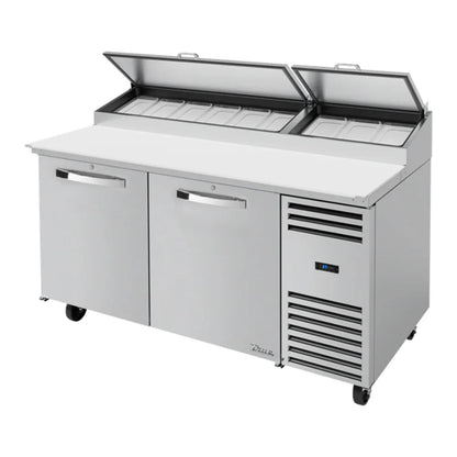 True 67 3/8" Spec Series Stainless Steel and Aluminum Refrigerated Pizza Prep Table with Two Doors,Silver,115v/1ph -=  TPP-AT-67-HC-SPEC3