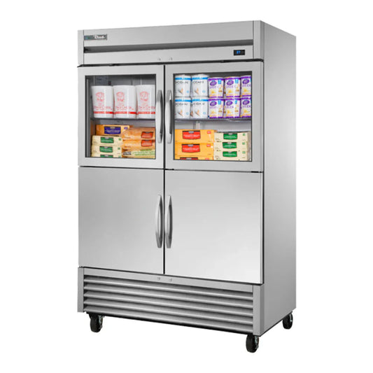 True 54 1/10" Two Section Reach In Refrigerator, 2 Glass Doors, 2 Solid Doors, Left/Right Hinge, 115v/1ph -  TS-49-2-G-2-HC-FGD01