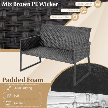 Tangkula 4 Pieces Wicker Patio Furniture Set with Quick-Drying Foam - NP11281+